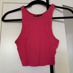 Pink Zara cropped tank top